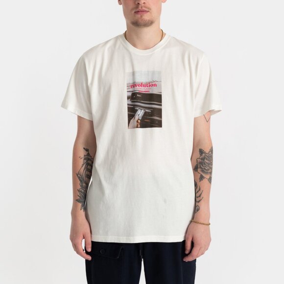 BNWT Revolution of 1995 - Going Places - Men's Off White Organic Cotton T-Shirt - Picture 3 of 6